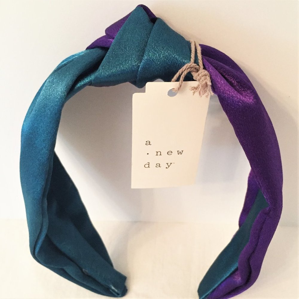 A New Day Satin Two-Tone Top Knot Headband -NEW